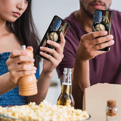 Miniatura 6 de Funda de béisbol con bandera retro para Motorola Moto Edge 2021/Edge 5G UW, Moto Edge 2021 Funda de silicona para hombres y mujeres, funda de goma