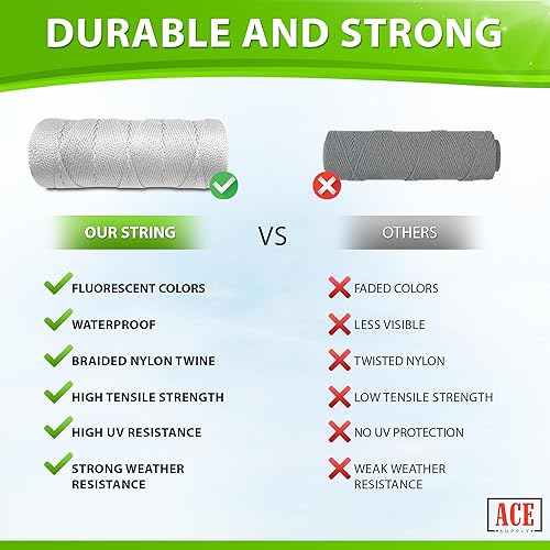 Miniatura 3 de Cuerda de hilo blanco brillante, #18, cuerda de nailon fuerte, 250 pies de longitud, cuerda blanca para jardinería, cordel de nailon para plantas