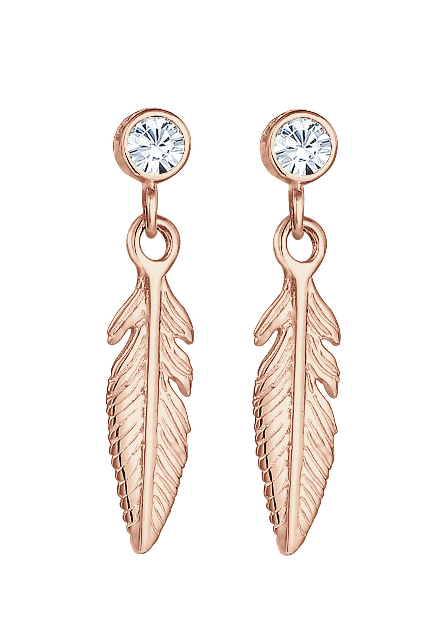 Elli Damen Ohrringe Feder Boho mit Kristalle