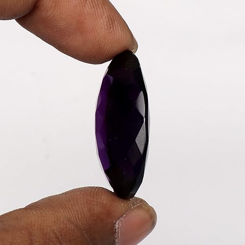 Miniatura 3 de REAL-GEMS 29.10 Ct Violeta Amatista Forma Ovalada Piedra Preciosa Suelta, Gema Cristal Piedra rhinestone, Violeta (Hydrothermal - Violet Amethyst)