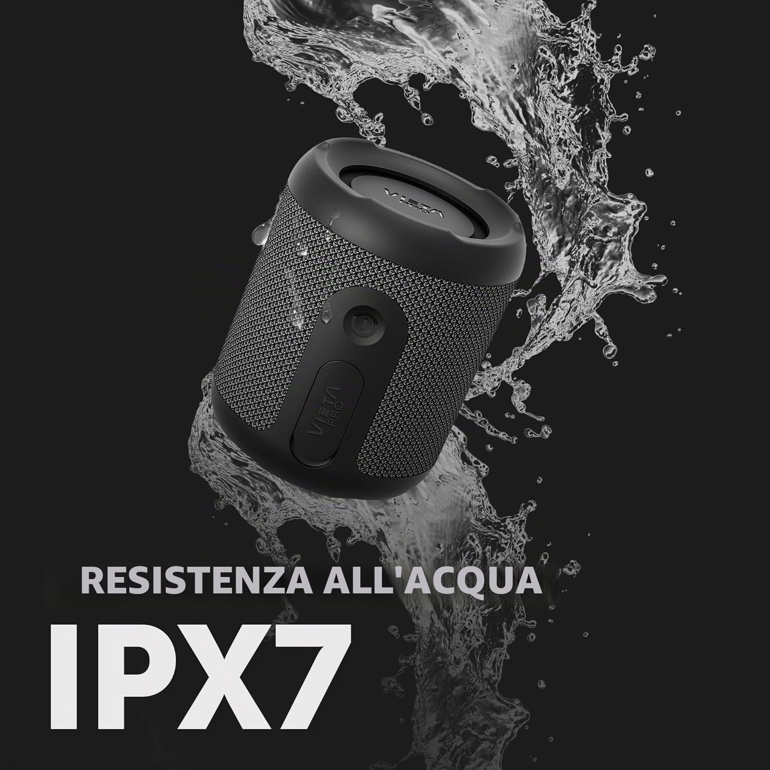Vieta Pro Sun 2 - Altoparlante Bluetooth 5.3 potente da 16 W, portatile, resistente all'acqua IPX7, per doccia e piscina, altoparlante piccolo, batteria 13h, microfono, Aux-In, USB-C e TWS