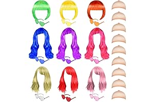 Funky Bachelorette Hairdos: Vibrant 3-Style Wigs with Heart Shades and Cap