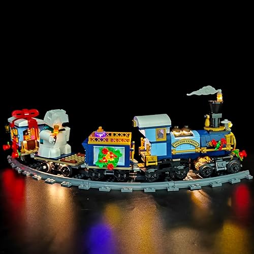 Miniatura 7 de Kit de luz LED compatible con tren de Navidad Lego 10361, kit de iluminación para el modelo de bloques de construcción Lego Holiday Express Tren, no