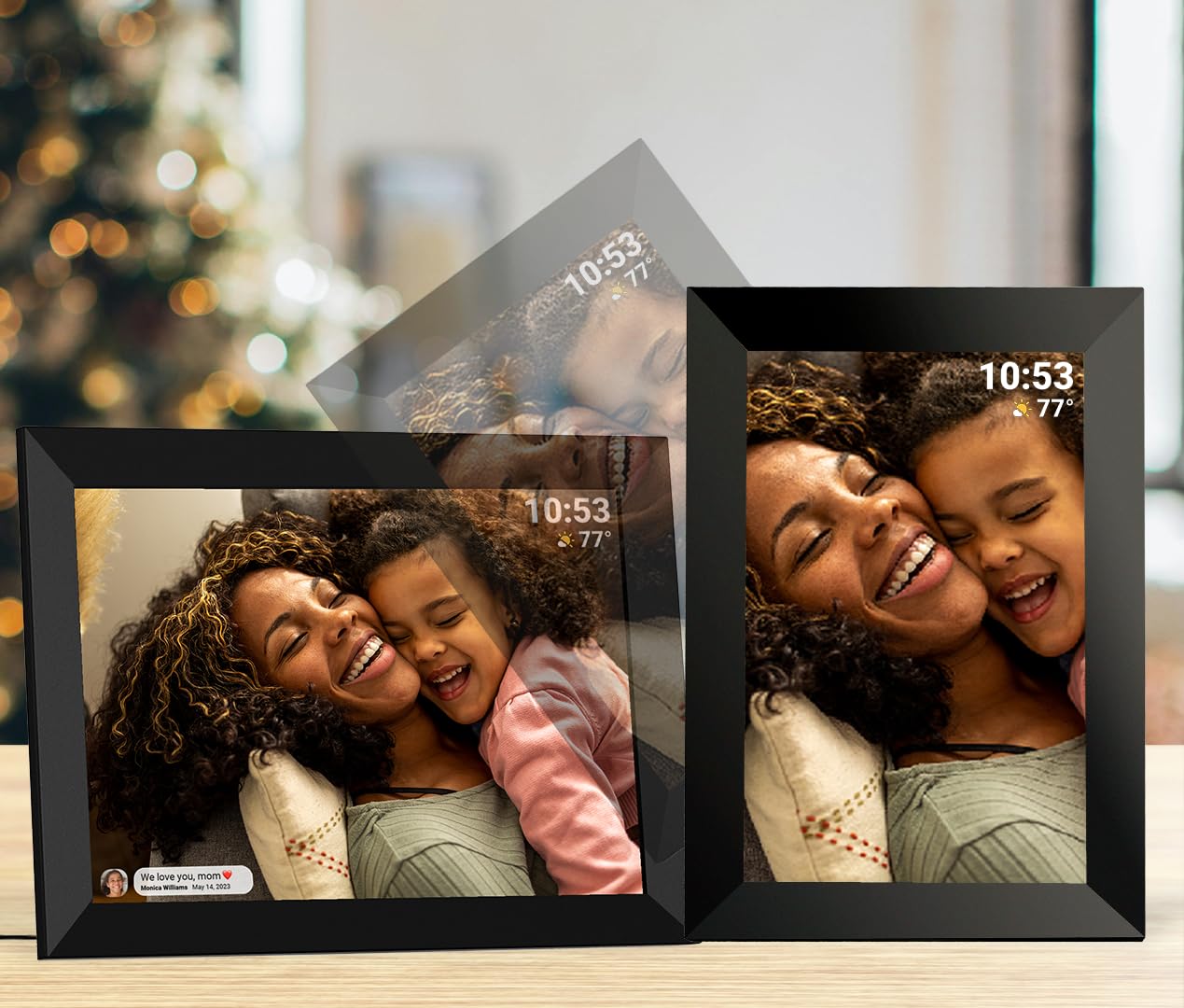 Cadre photo numérique WiFi de 10,1", écran tactile IPS HD, clips vidéo et diaporama, rotation automatique, support mural, envoie des photos instantanément depuis n'importe quel