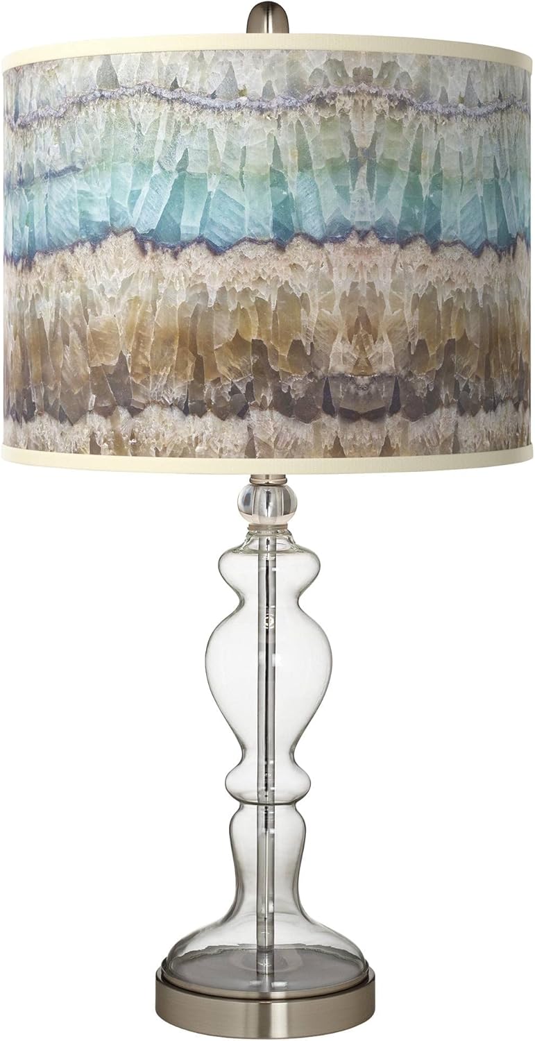 Giclee Glow Apothecary 28" Marble Jewel Print Shade Clear Glass Table Lamp