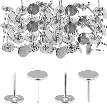 100 Pcs Silver Drawing Pins,11mm Silver Heavy Duty Flat Head Push Pins