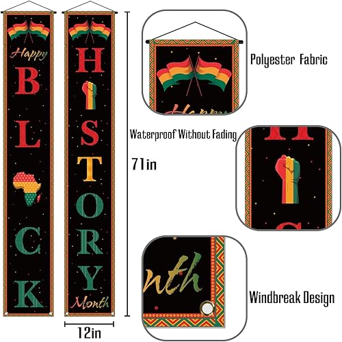 Miniatura 5 de Nepnuser Feliz Mes de la Historia Negra Banner de Porche Puerta Delantera de Febrero Windoor Pared Interior Exterior Decoración Photo Booth Telón de