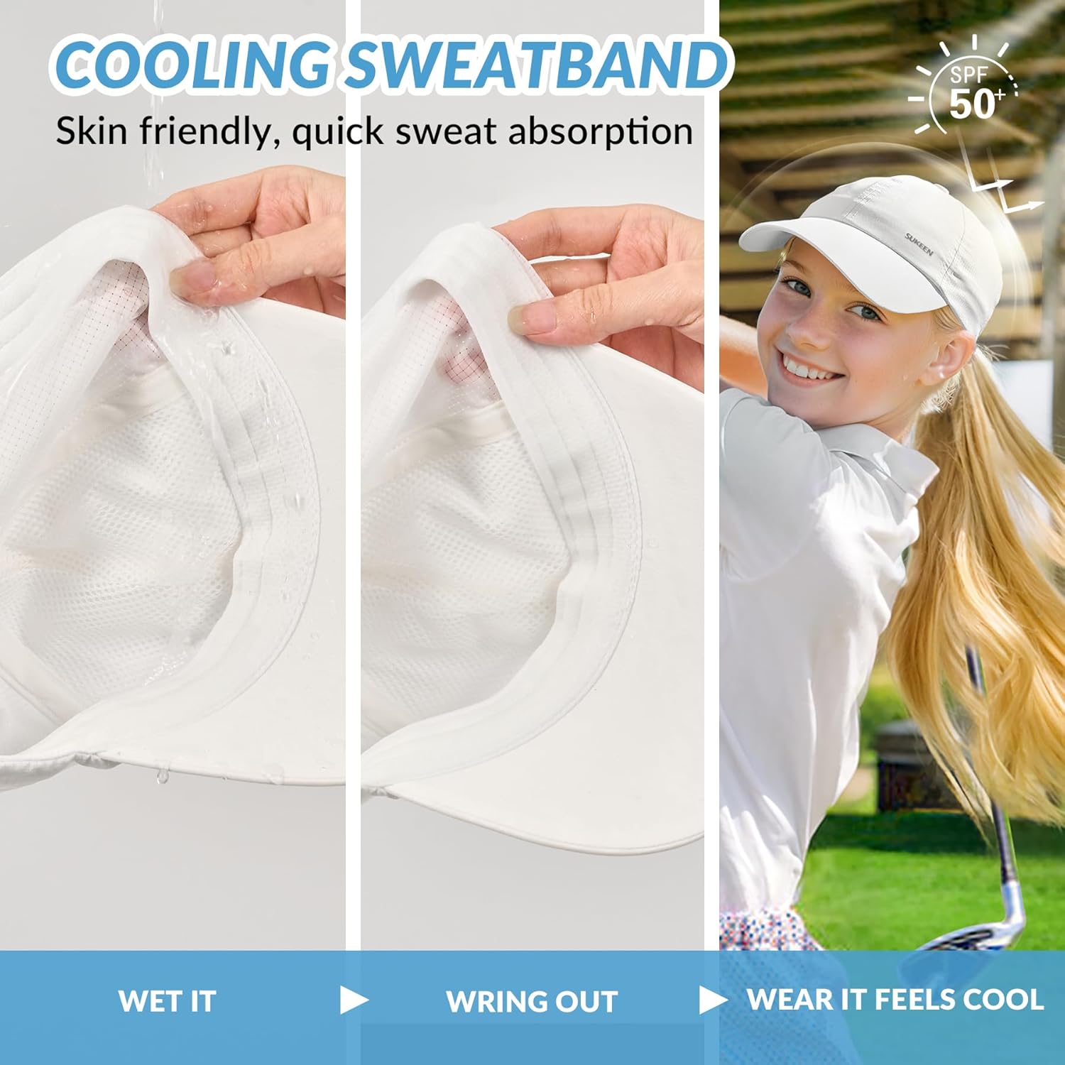 Sukeen Lightweight Kids Baseball Caps for Boy Girls, UPF50+ Kids Sun Hat Quick-Dry Youth Performance Hat for Outdoor Activity - Image 4