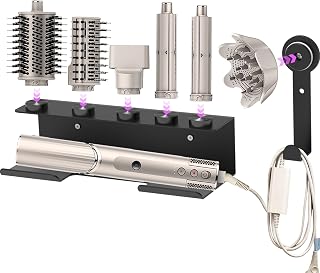 Hair Dryer Holder for Shark Flex Style, Wall Mount Holder Compatible with Shark FlexStyle, Curling Wand Organizer, Rack with Cord Hanger for Accessories Curlers Brushes Diffuser and Attachments
