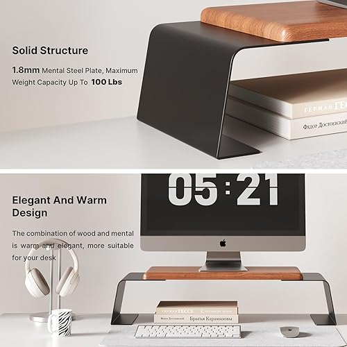 Miniatura 8 de Elevador de soporte para monitor, elevador plegable para monitor de computadora, soporte de computadora de longitud ajustable y cajón de