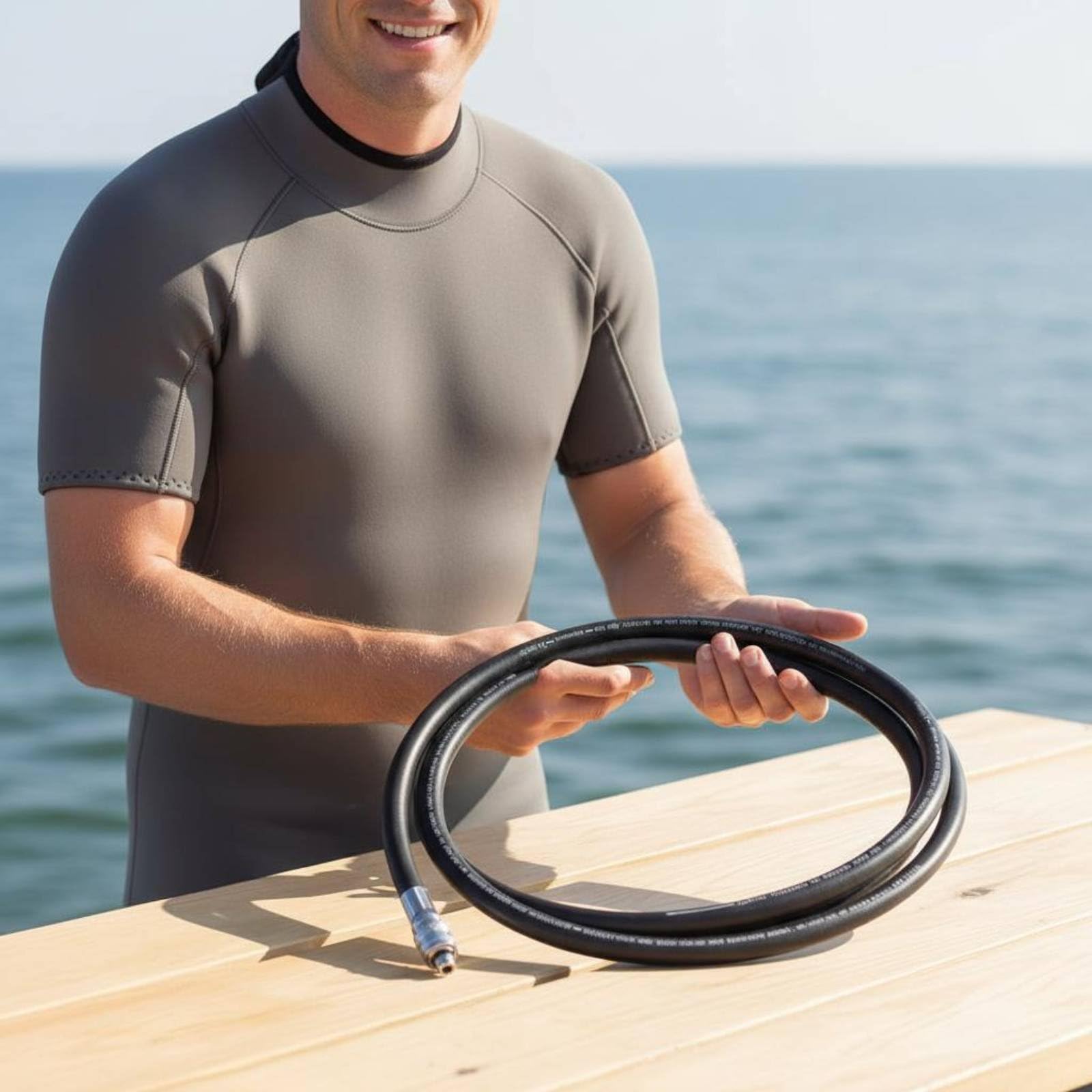 Tubo de Respiración para Buceo Respiratoria Conducto de Aire Snorkel Diseño Giratorio 360° con Caucho y Metal Flujo Continuo y Protección Antienganche