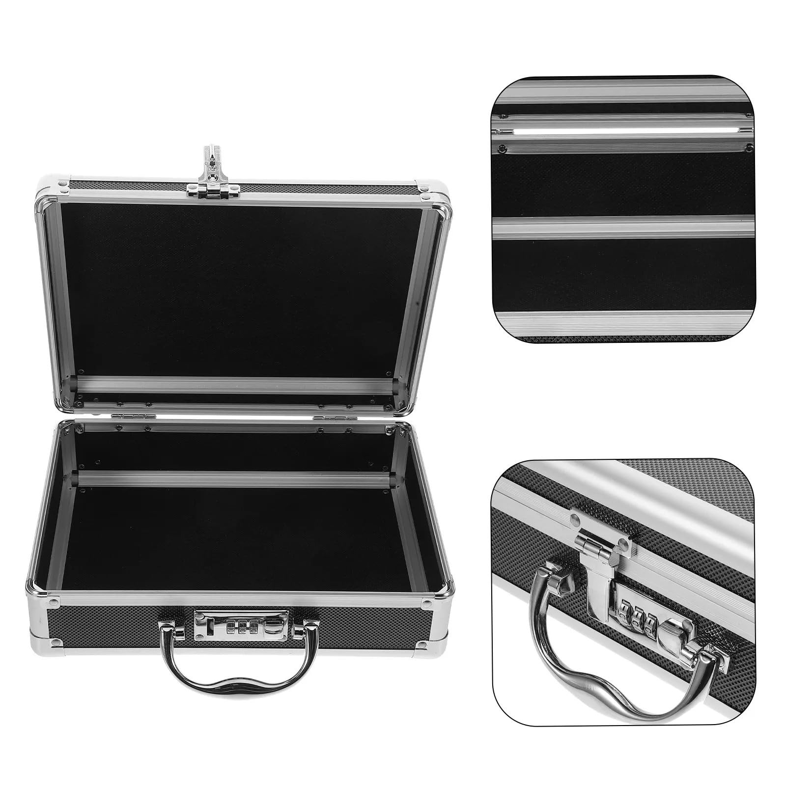 maletín de aluminio con asa Maleta de transporte con asa for herramientas, caja pequeña, maletín aluminio, cofre negro