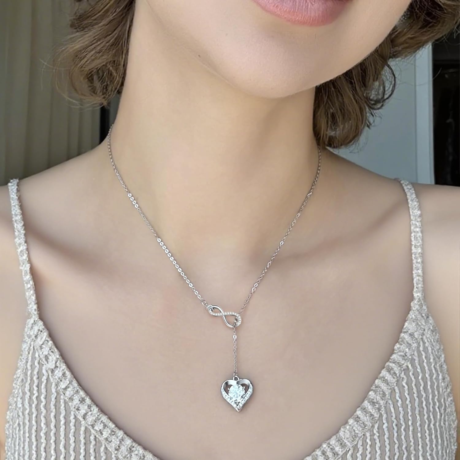 Moissanite Necklace for Women, 925 Sterling Silver Heart Necklace Engraved with 'I LOVE YOU', 1-3 Carat Moissanite Pendant | Anniversary Present for Wife | Birthday Gift for Women/Girlfriend - Image 2