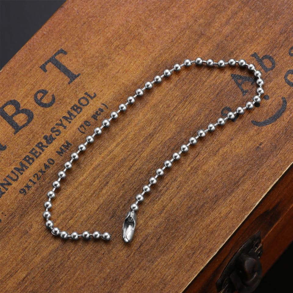 OUNONA Edelstahl Kugelkette 3 Meter Edelstahl Kette Silberkette LäNge 2.4 Mm Durchmesser Mit 10 Verbindern LäNgenverstellbar FüR DIY Schmuckherstellung SchlüSselanhäNger Und Bastelprojekte