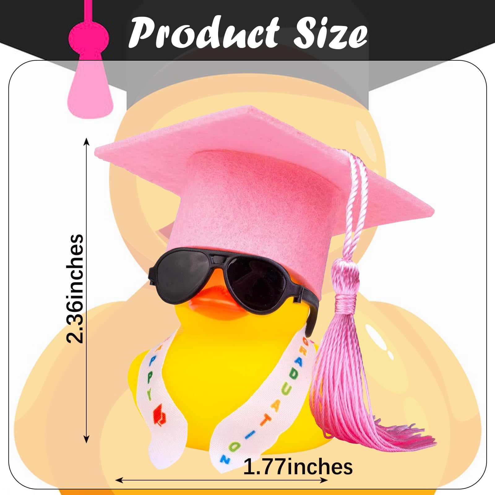 Paperelle di Gomma Rubber Duck Regalo Laurea con Diploma Cappello Occhiali da Sole Rosa Nero