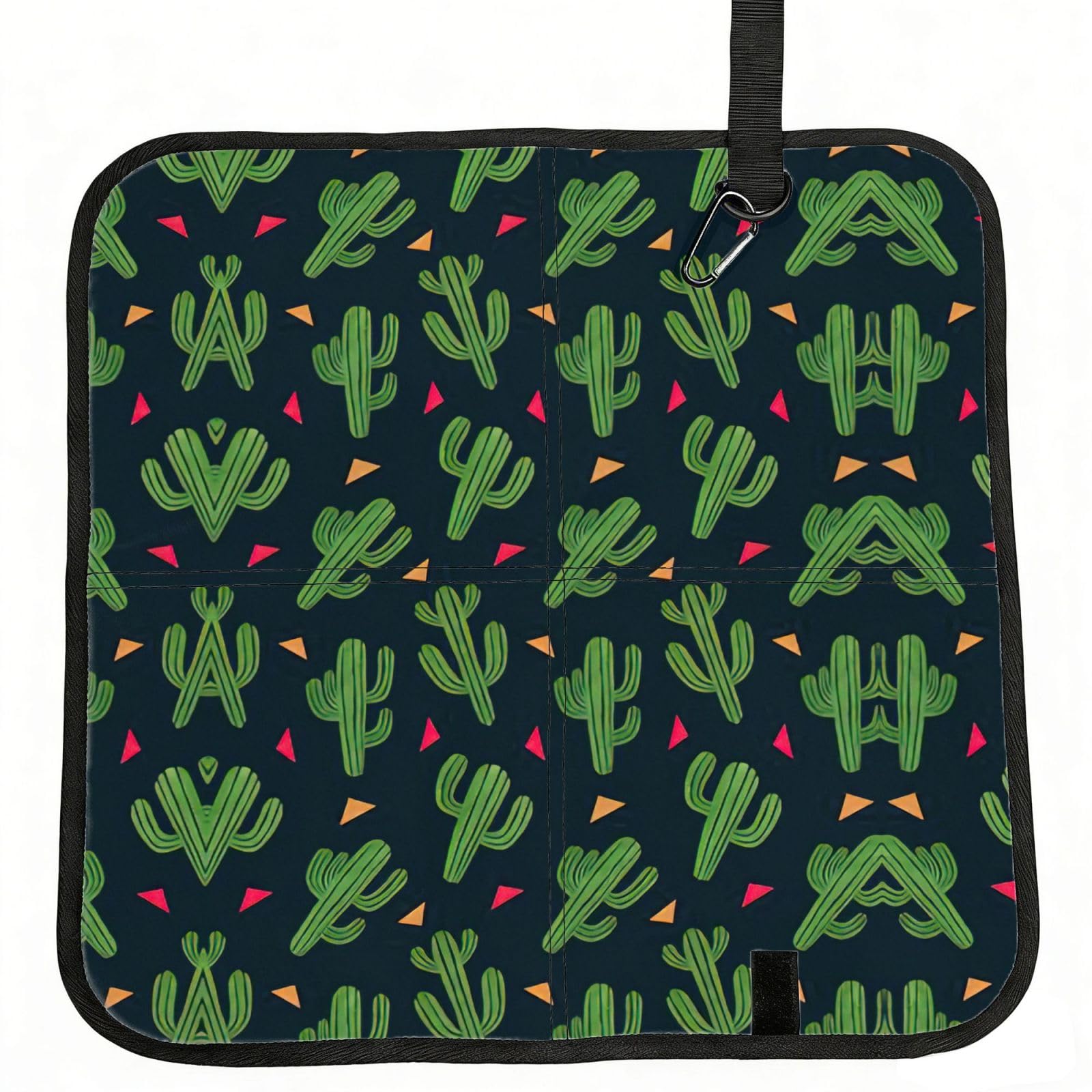 eeprty Cactus Art Printed Portable Seat Cushion Strap, Foldable Pad for Stadium Bleachers Hiking Travel