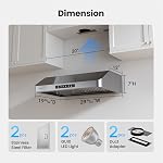 VIKIO HOME Range Hood 30 Inch Under Cabinet, Kitchen Hood with 980 CFM, 3-Speed Gesture Sensing & Touch Control Panel, Stainless Steel Vent 2 Pcs Baffle Filters with Handlebar, Ducted, LED light