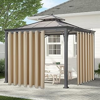 LUSHLEAF Waterproof Indoor/Outdoor Curtains for Patio - UV Sun Light Blocking Waterproof Blackout Curtains for Bedroom, Li...