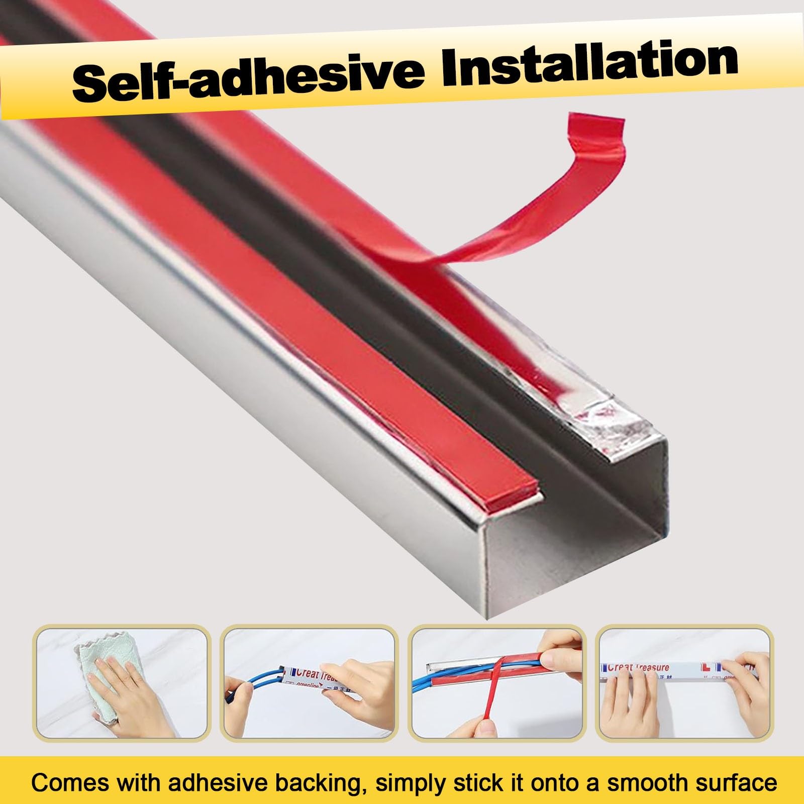 canalina passacavi Nascondere I Cavi - Canalina Copricavi Autoadesiva Per Pareti, Confezione Da 2 Canaline Quadrate Per Battiscopa Ethernet, Kit Di Gestione Per Canaline Di Linea(Gold,WxH- 100x50 mm)