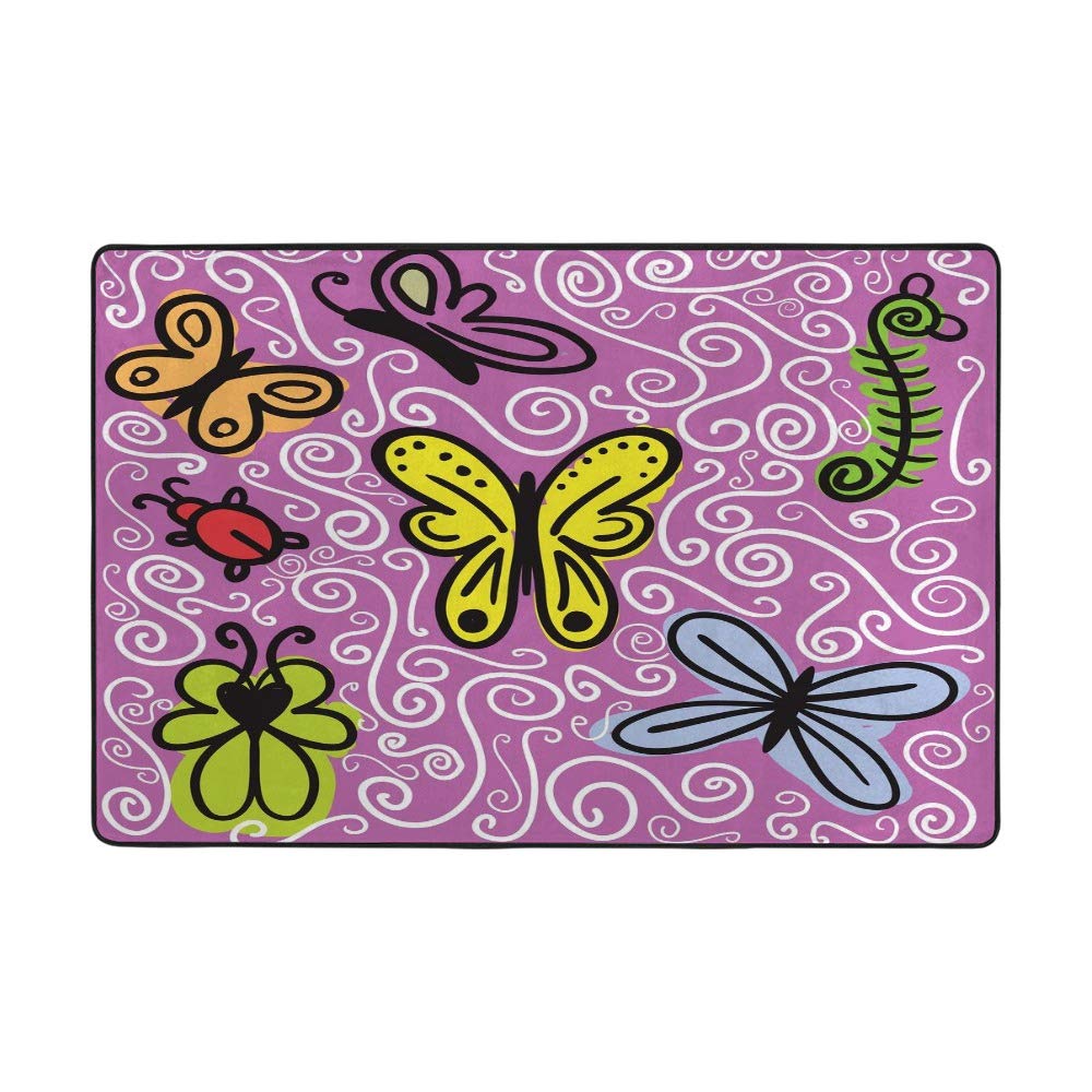 Tapis grand salon design papillon 63X48Inch pour salle à manger