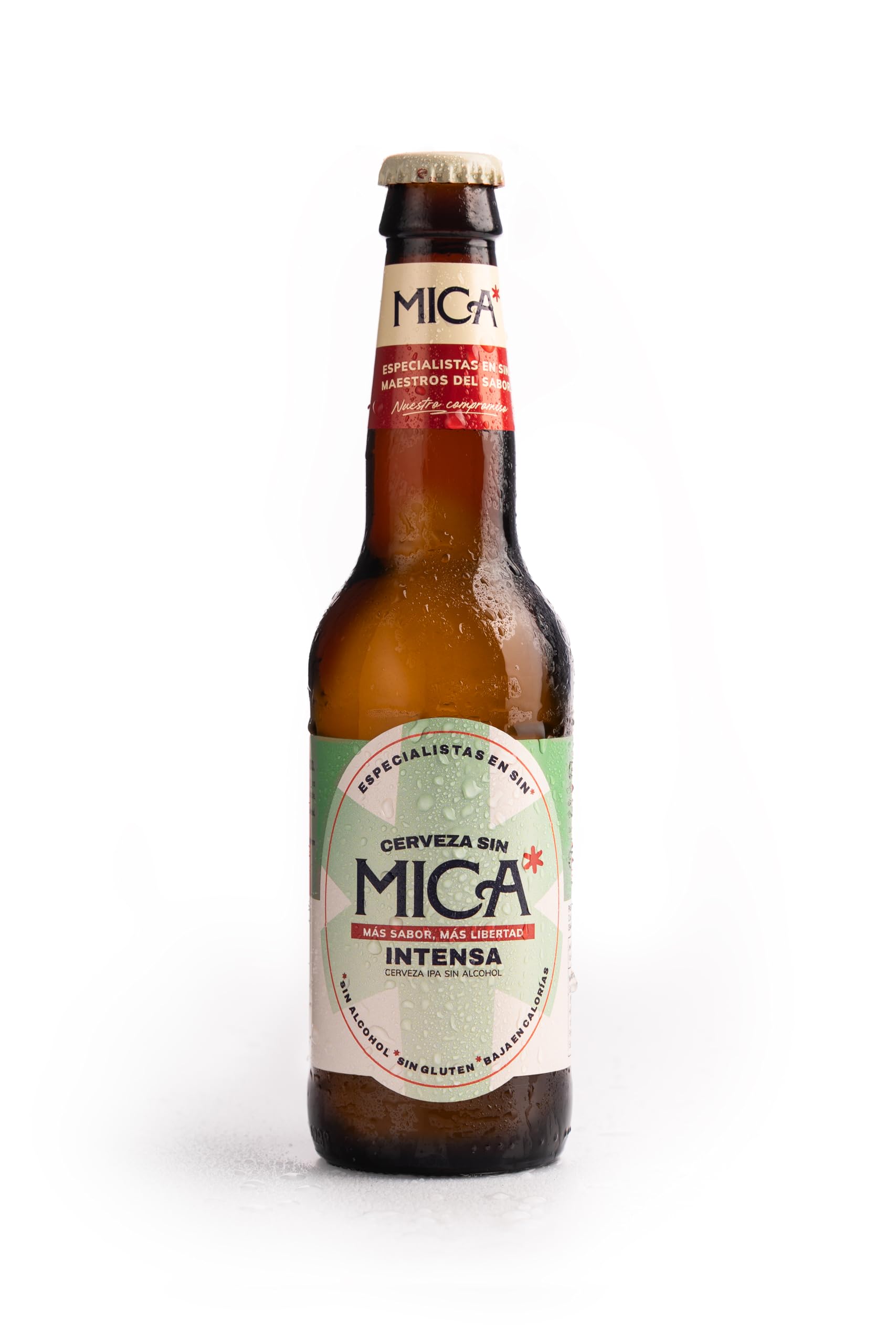 Piwo bezalkoholowe Mica – butelki 33 cl. Piwo bezalkoholowe typu IPA (0,4% obj. alkoholu), bezglutenowe, niefiltrowane i niskokaloryczne. (12, IPA)