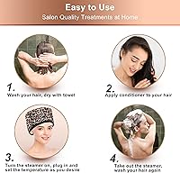 Vista 3 de Gorra térmica para acondicionamiento profundo, Ingeware gorra térmica para secador de pelo, gorra para vaporizador de pelo para cabello natural