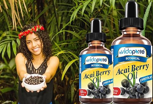 Miniatura 5 de Pure ACAI Berry Oil Virgen sin refinar crecimiento salvaje crudo sin diluir brasileño. 1 Fl.oz.- 1.0 fl oz. para el cuidado de la piel, el cabello,