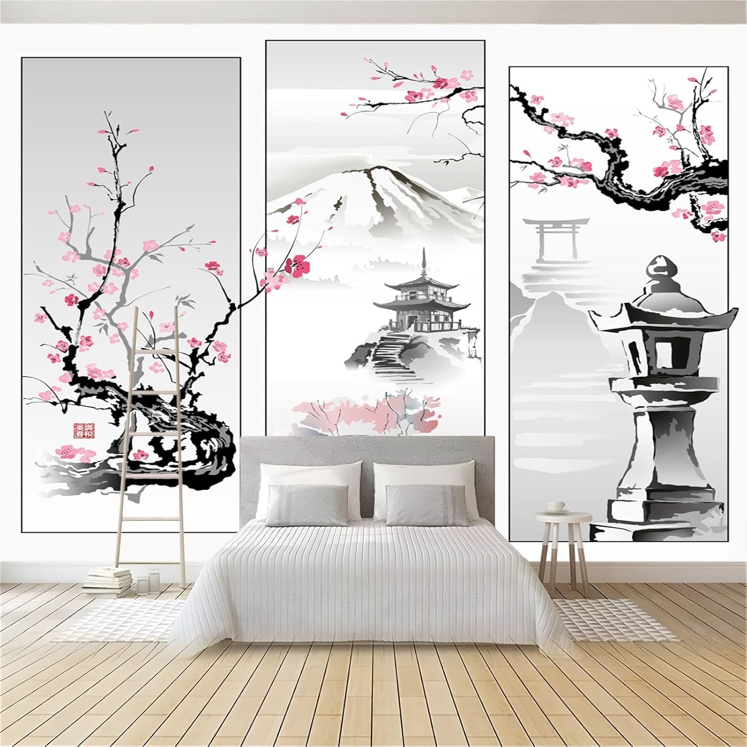 Panoramiczna japońska tapeta z włókniny kwiaty wiśni plakat Trompe l'oeil Mural 3D sztuka dekoracja ścienna salon sypialnia 300x210cm 2285b