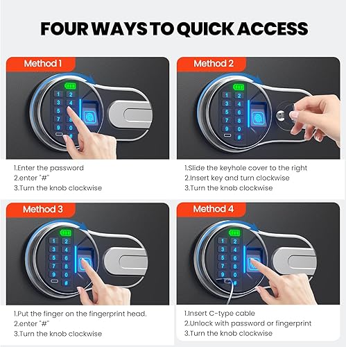 Miniatura 7 de Caja biométrica ignífuga e impermeable pesa 62 libras, 1.5 pies cúbicos caja a prueba de fuego para el hogar, oficina, caja de seguridad, gabinete