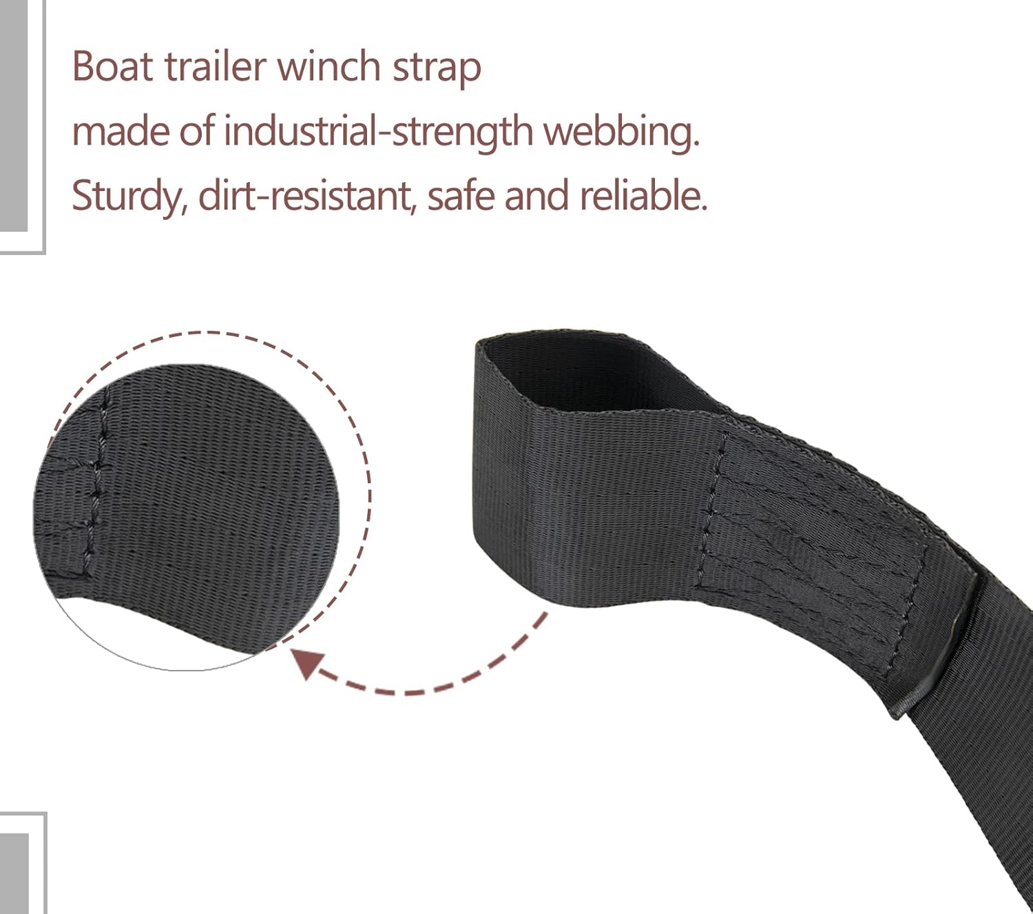 Boat Winch Strap with Hook and Safety Latch for Towing Vehicles Boats - Trailer Winch Strap, Loop End for Boats, Trailer Replacement Winch Strap, Boat Strap Winch 2" x 20'-5,000lbs(Black) : Sports & Outdoors