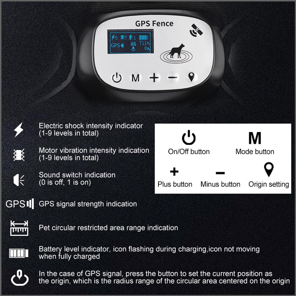 Pilipane GPS Wireless Dog Fence Electric Alivable Alivable Dog Vest Fence avec 3 Modes de Formation Système de clôture pour Animaux de Compagnie Rechargeable avec Bande de réflexion pour