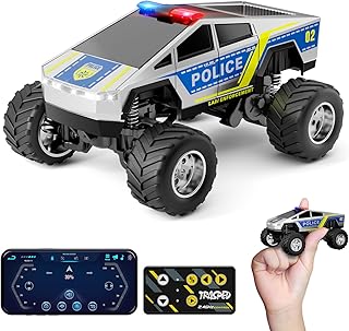 SOONYANG Remote Control Car,APP Controlled 1:64 Scale Mini RC Truck | Alloy Body with LED Lights, 2.4GHz & Phone RC Car | Speed/Steering Adjustable Monster Truck Toys, Gift for Boys Girls & Adults