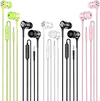 LWZCAM Wired Earbuds with Mic 5 Pack - Heavy Bass Stereo Sound, Noise-Canceling, Tangle-Free in-Ear Headphones for iPhone, Android, Laptop, 3.5mm Jack