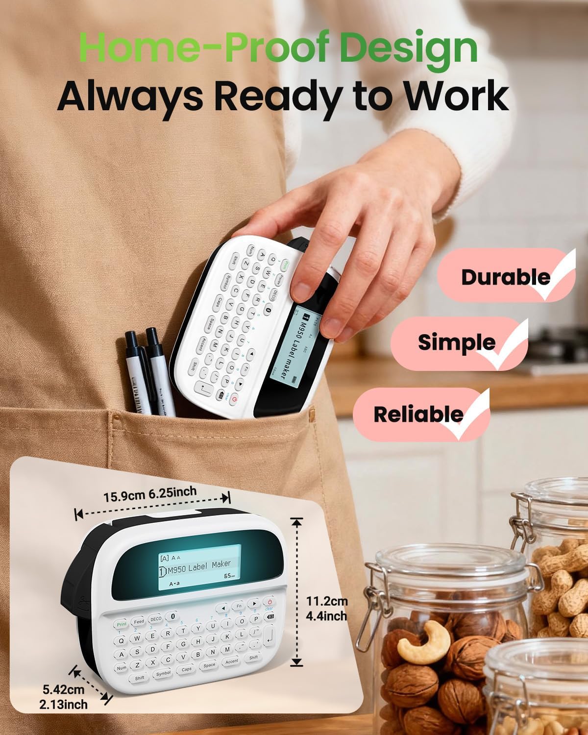 Label Maker Machine with-Tape, Rechargeable Backlit Portable Label Maker, Handheld Labeler Machine with Tapes, QWERTY Keyboard & APP Connectivity for Teachers Gift, for Label Jars Containers Bottle