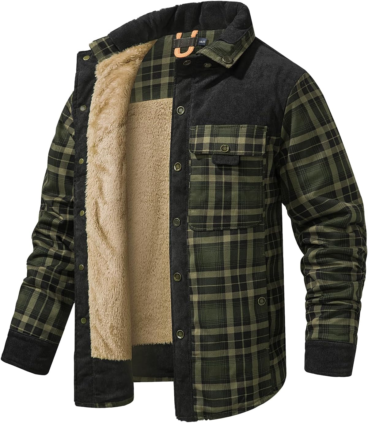 Eisctnd Men's Sherpa Lined Flannel Jacket Outdoor Long Sleeve Plaid Fleece Shirt Warm Casual Button Down Coat - Image 4