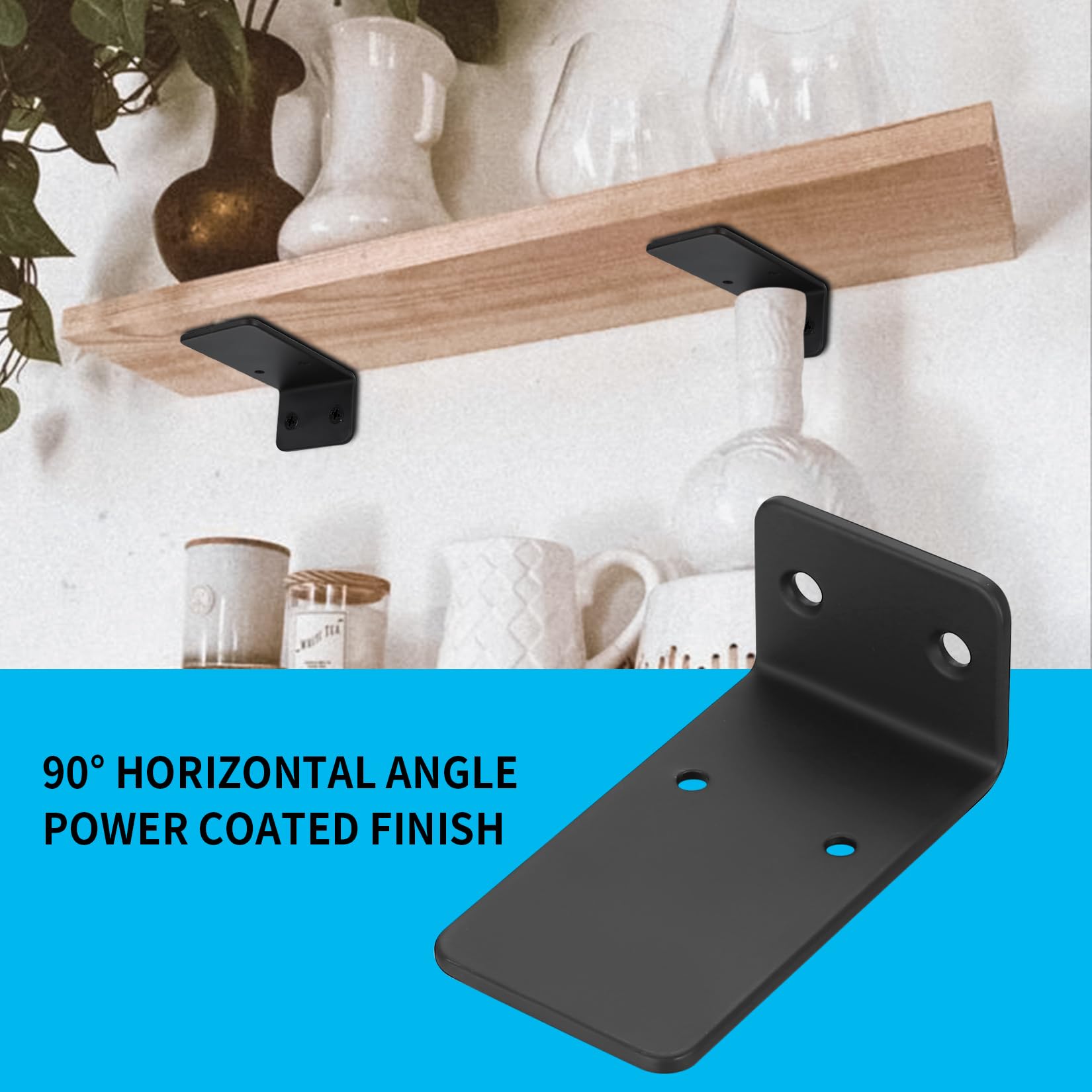 4 Staffe Per Mensole Galleggianti Invisibili - Supporti Da Parete Per Scaffali Pesanti, Bianco 20 Cm - Foto 4