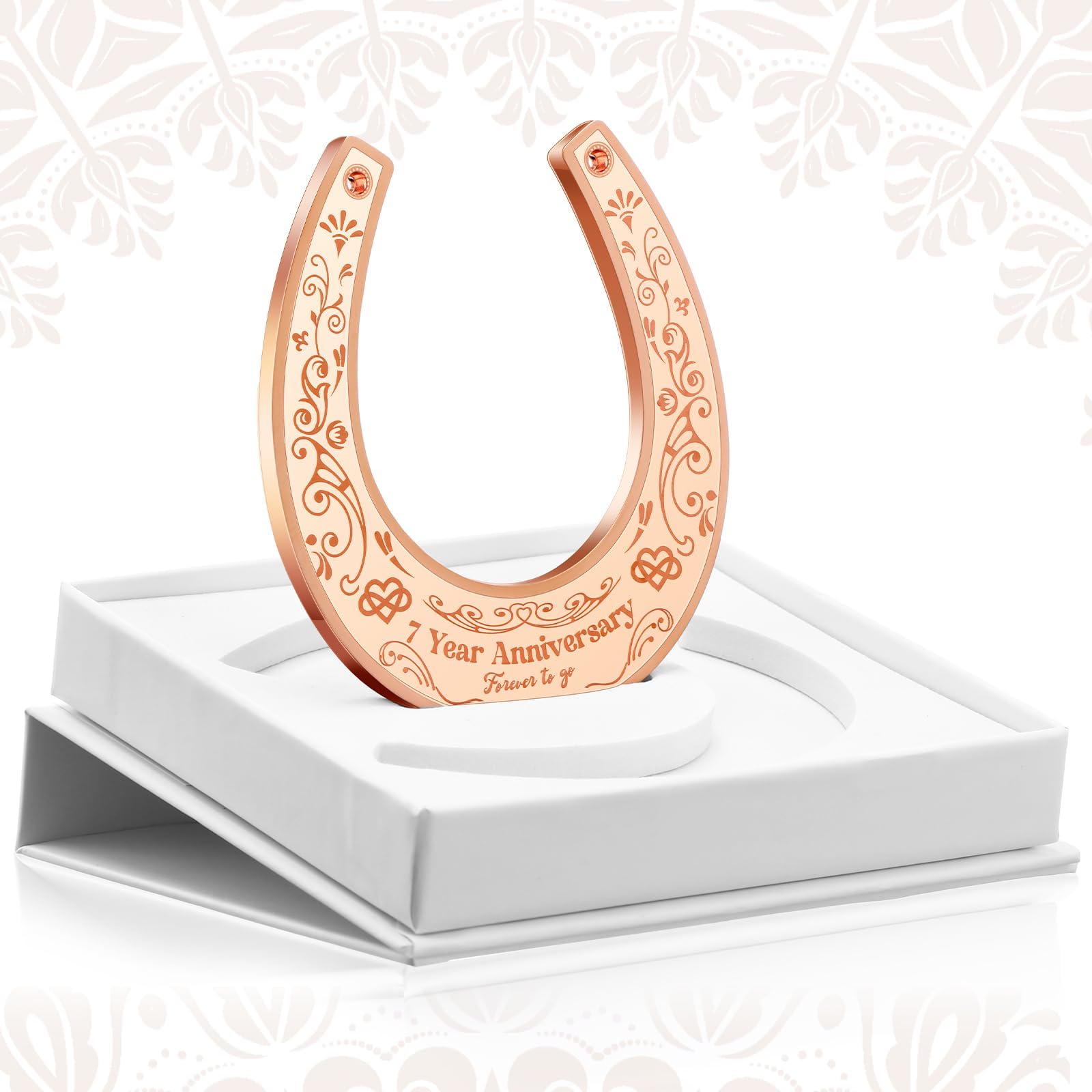 Rtteri 7 Year for Him 7 Year Anniversary Wedding Gift for Couple 7 Years of Marriage Lucky Horseshoe Copper 7th Wedding for Him with Box Gifts for Men Him
