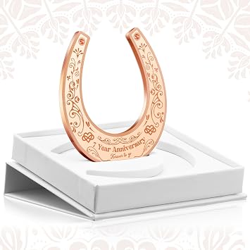 Rtteri 7 Year Anniversary Copper Gifts for Him/her 7th Anniversary Wedding Gift for Couple Lucky 7 Years of Marriage Horseshoe 7th Wedding Copper Gifts with Box for Women Men Couple