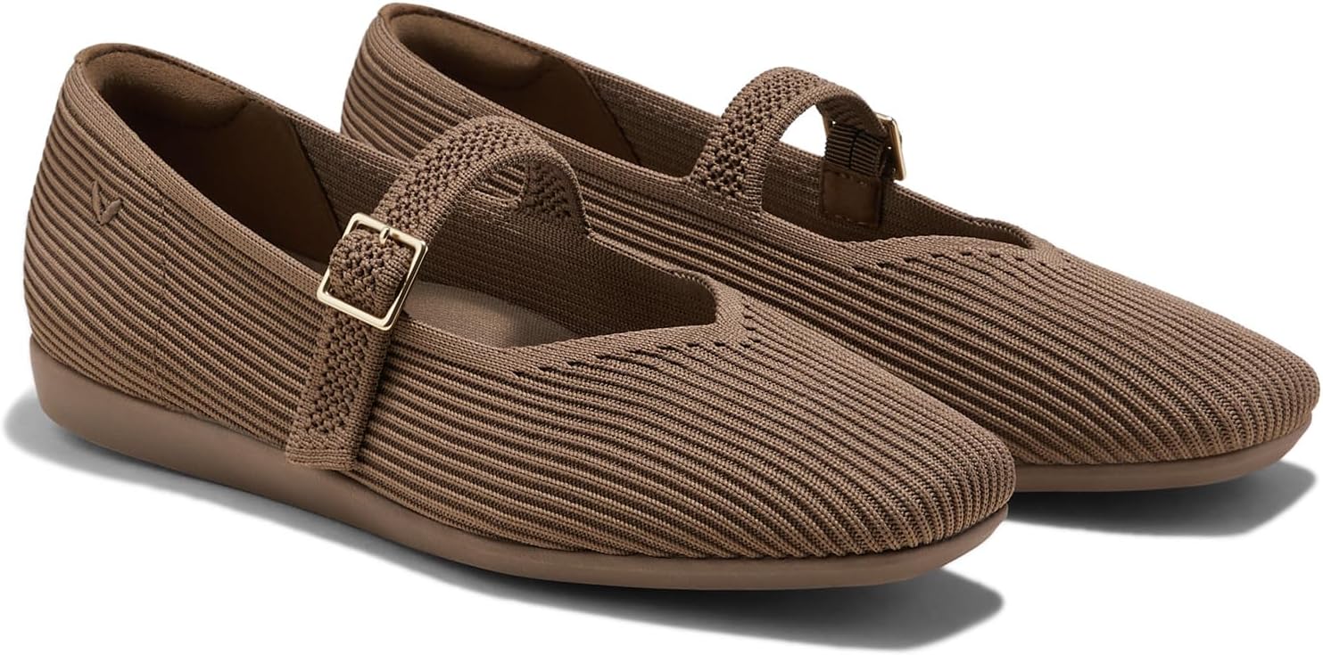 VIVAIA Margot Walker Mary Jane Women's Flats Square Toe Washable Slip-On Shoes with Arch Support Espresso