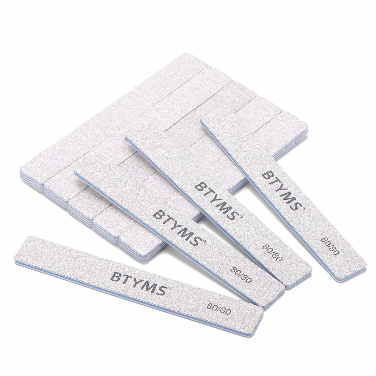 15 Count 80/80 Grit Nail Files for Acrylic Nails, Reusable Buffering Files Double Sided Emery Boards for Nails