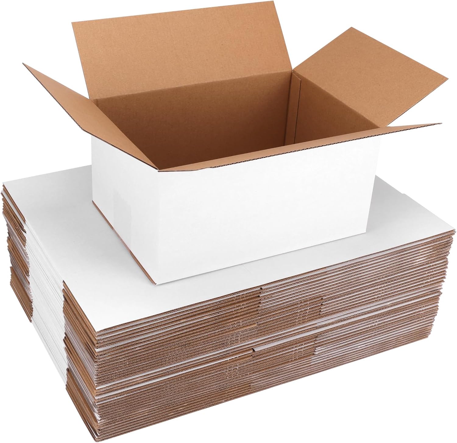 Small Shipping Boxes 10x6x6 Inch set of 40, White Corrugated Cardboard Boxes for Small Business, Mailing, Moving and Storage