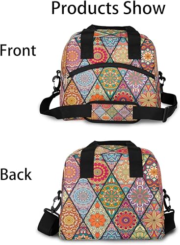 Miniatura 3 de Bolsa de almuerzo geométrica de mandala para mujeres y hombres, reutilizable, bolsa enfriadora para adultos, bolsa de almuerzo a prueba de fugas con
