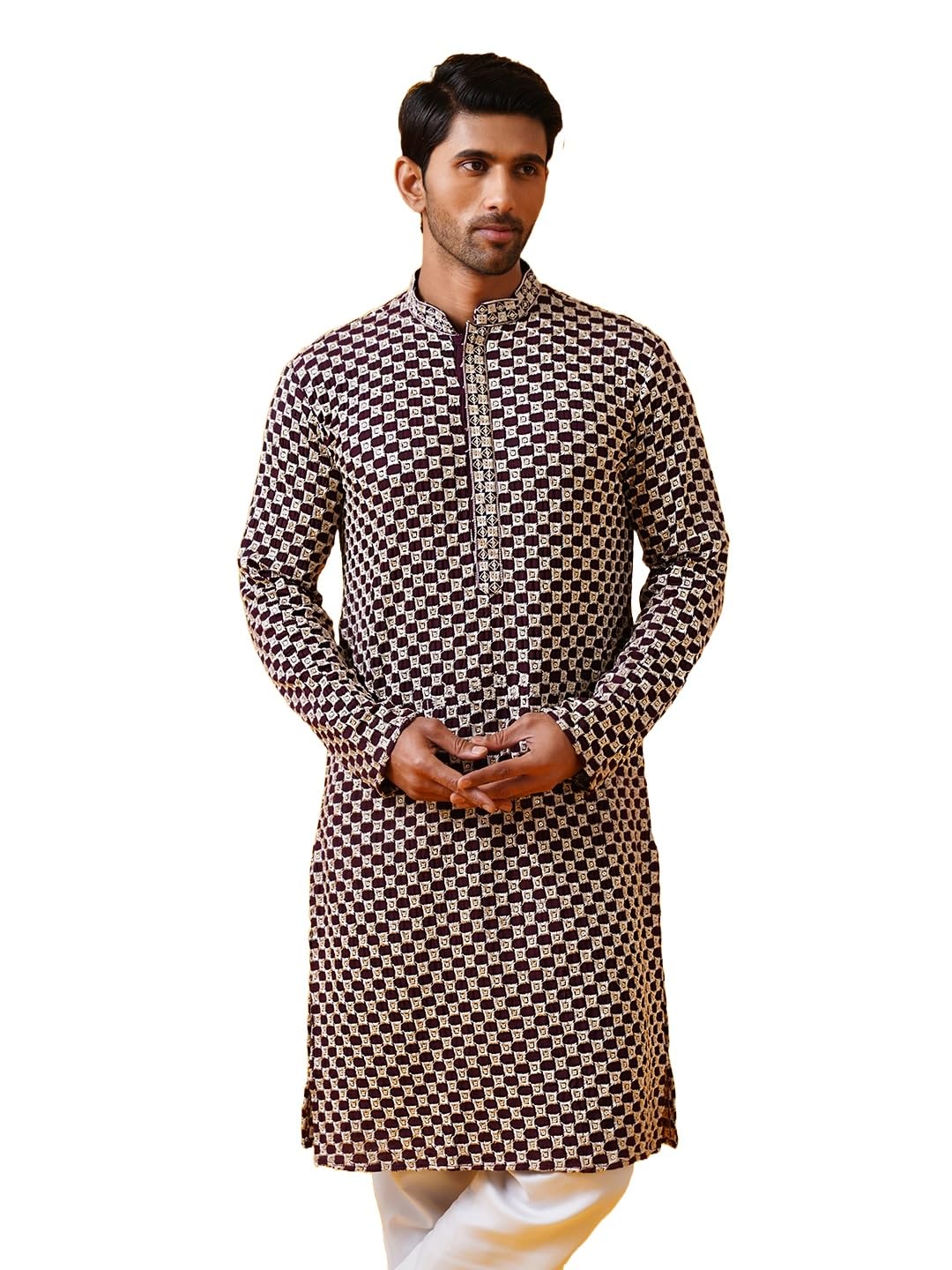 SOJANYA (Since 1958 Men’s Cotton Thread Embroidered Long Kurta SOJANYA (Since 1958 Men’s Cotton Thread Embroidered Long Kurta