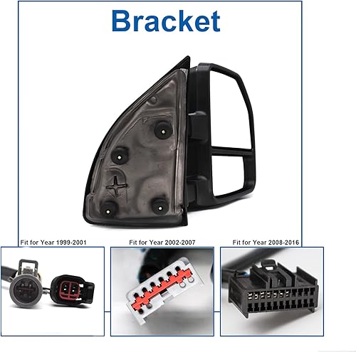 Miniatura 6 de JZSUPER Estilo mejorado Espejos de remolque aptos para camioneta Ford Super Duty 1999-2016, F250, F350, F450, F-550, Ford Super Duty, potencia,