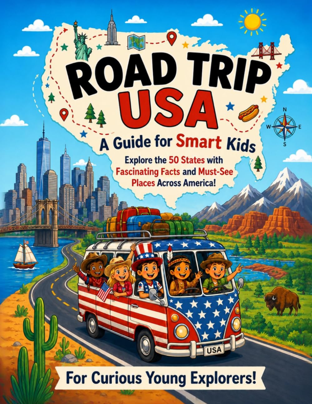 Road Trip USA: A Guide for Smart Kids: Explore the 50 States with Fascinating Facts and Must-See Places Across America for Curious Young Explorers! (Smart Kids Road Trip Series)