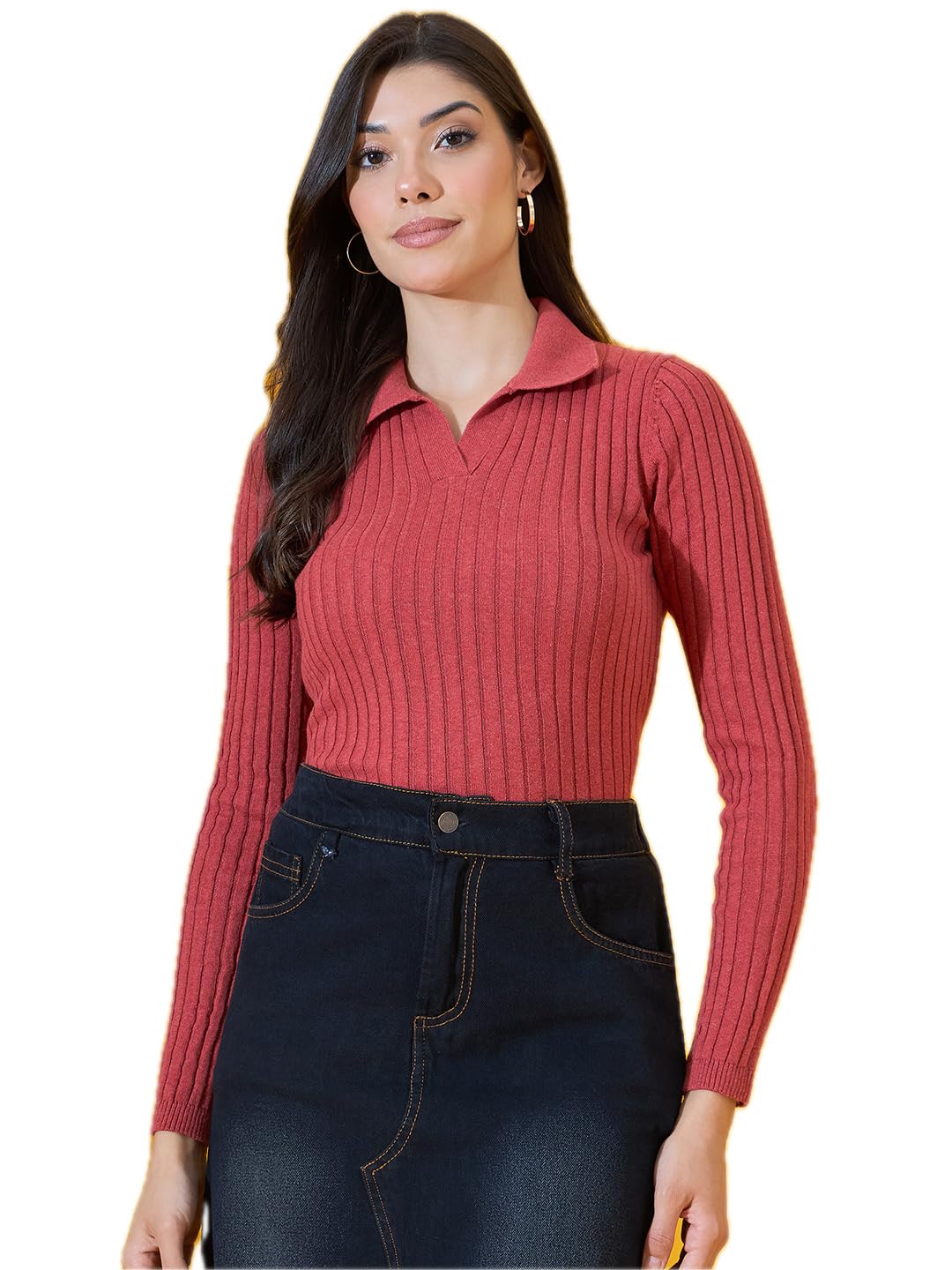 98 Degree North Women Pullover-G111571-REDMELANGE-image-0