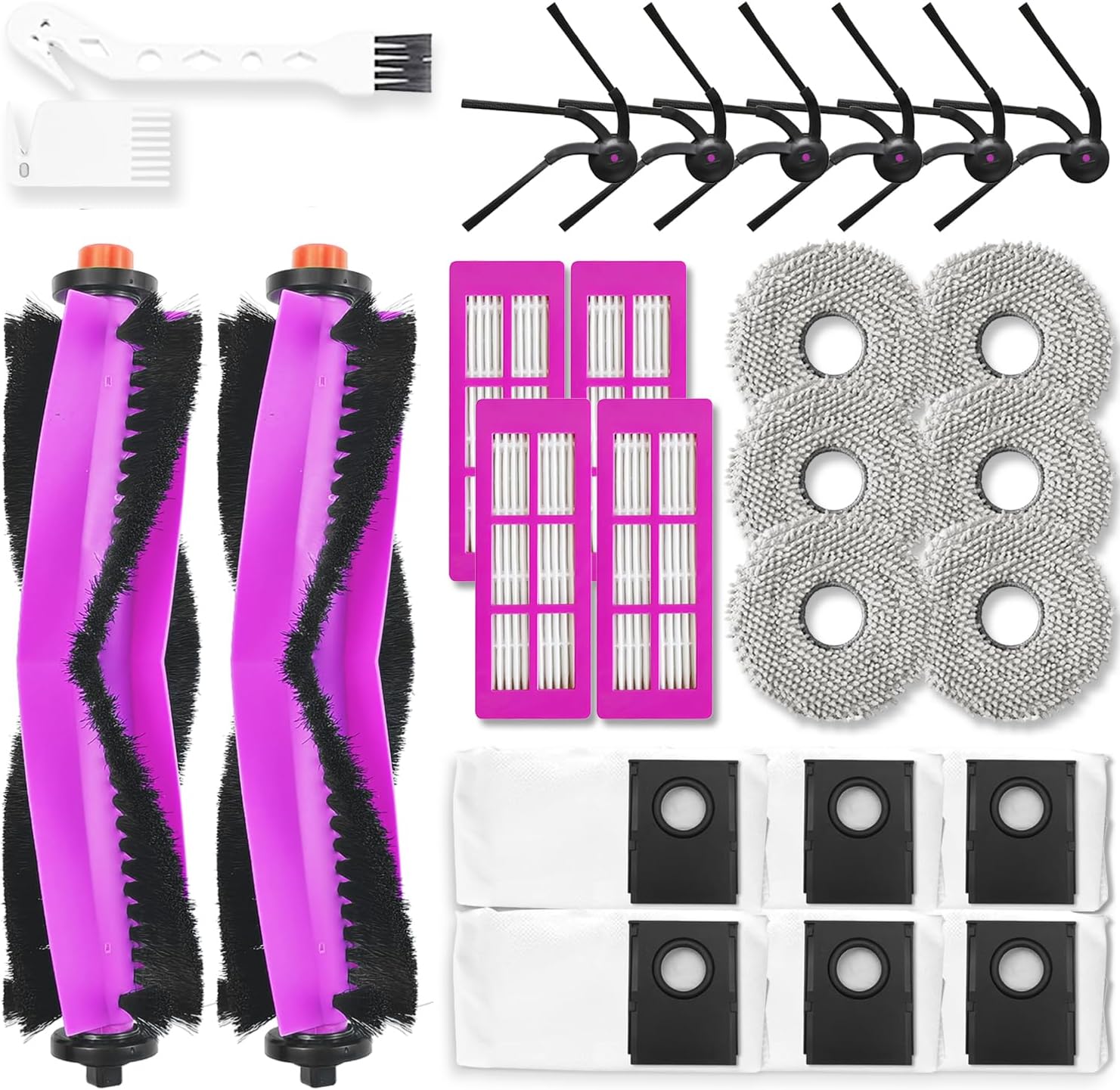 J15 Max Ultra Replacement Accessories Kit Compatible with Eureka J15 Max Ultra Robot Vacuum,2 Main Brushes,4 HEPA Filter,6 Mop Pads, 6 Side Brushes,6 Dust Bag, Parts
