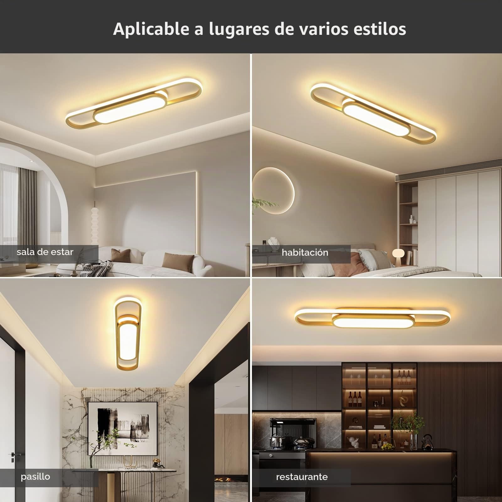 Oninio Lámpara de Techo Regulable, Lámpara de Techo Moderna, Lámpara de Techo LED Acrílico Lineal, Control Remoto, Lámpara de Techo para Salón, Cocina, Comedor, Dormitorio 40W