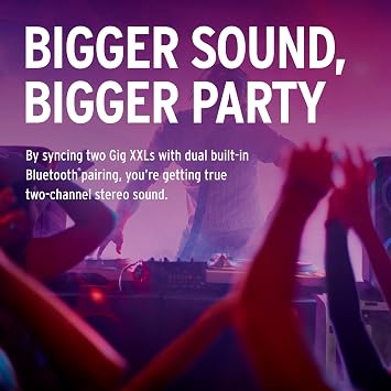 Klipsch Gig XXL, Black - Portable Wireless Bluetooth Speaker - Multiple Color Modes - Bass Boost - Two 6.5 Woofers & Two 2 Tweeters - 8-Hour Playtime