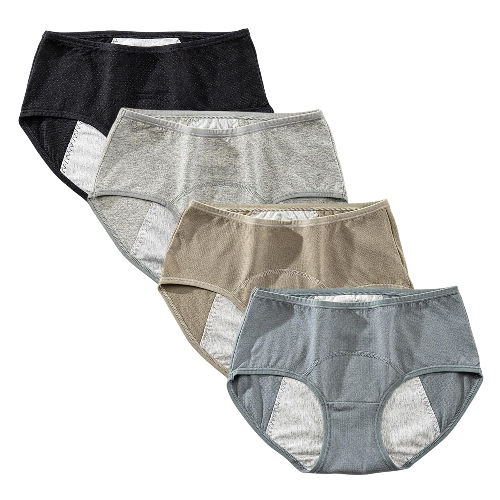 Yintry Teen Girls Period Underwear Menstrual Period Panties Leak-Proof Mesh Cotton Womens Protective Briefs Pack of 4